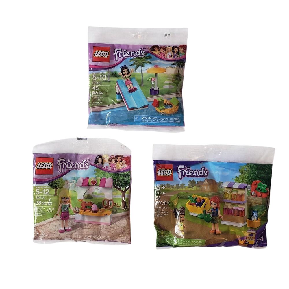 Lego Friends Sets Market Stall, Stephanie's Bakery Stand & Pool Fun Slide New
